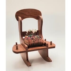 Vintage Rocking Chair Pin Cushion Sewing Caddy Mid-century Countrycore Charm